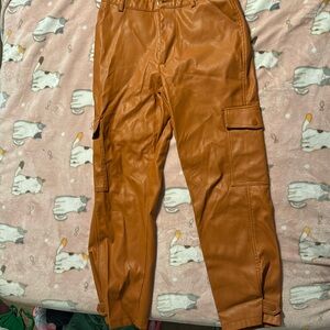 Leather tan pants from forever 21